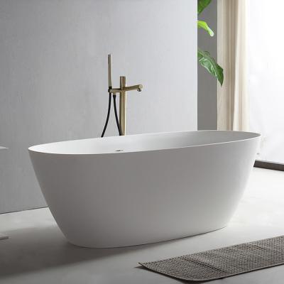 China Bathroom Freestanding Artificial Stone Freestanding Bathtub Solid Soaking Outdoor Tubs For Sale for sale