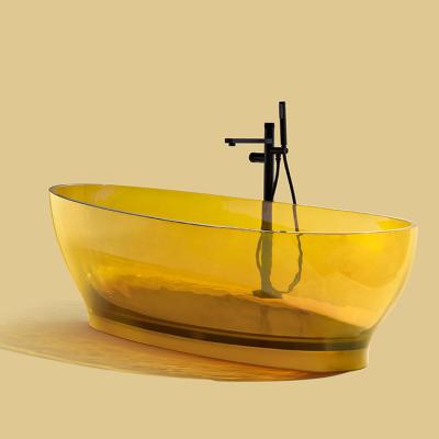 China Crystal Solid Surface Transparent Baths Oval Plain Clear Acrylic Center 1700mm Drain Freestanding Resin Stone Bathtub for sale