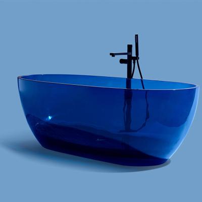 China Badewanne High Quality Blue Clear Acrylic Transparent Home Baths Soak Tubs Crystal Resin Bathtubs Luxury Free for sale