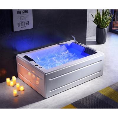 China Free Family Acrylic Free 2 People Massage Bathtub LED Bubble Waterfall Bathtub Spa For Couples for sale