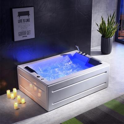 China Luxury Jet Spa Smart Bathtub Whirlpool 2 Person Bubble Rectangle LED 1800mm Massage Bathtub Acrylic for sale