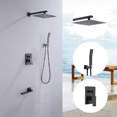 China Without Slide Bar Wall Mount Rainfall Shower Faucet Set Concealed Modern Rainfall Autumn Contemporary Rain Shower for sale