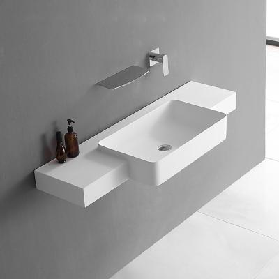 China Modern Modern Waschbecken Wash Basin Designer Solid Surface Stone Vanity Drop Down Wall Hung Wash Basins For Bathroom for sale