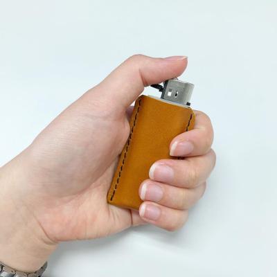 China Gifts Personalized Luxury High Quality Leather Pocket Light Holder EDC Lighter Leather Socket for sale