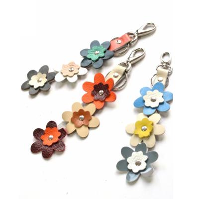 China Eco-friendly Bag Charm Handbag PU Leather Bag Charm Chain Key Chain Cute Flowers Bags Charms Pendant Decorations for sale