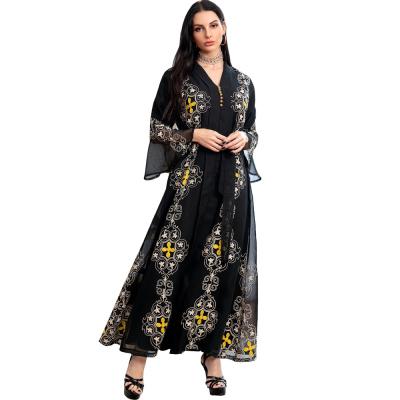 China 2022 Turkish Abaya Dubai Ethnic Clothing Women Long Dress Moroccan Muslim Arab Islamic Plus Size Kaftan Abaya Black Islamic Ethnic Clothing for sale