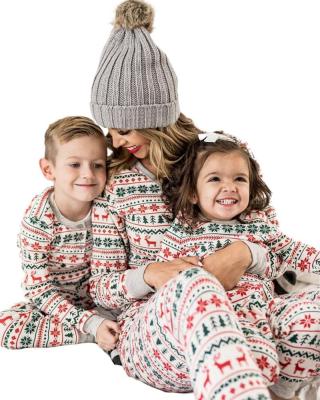 China QUICK DRY Ready to Ship Matching Family Christmas Pajamas Set Deer Pajamas Cotton Sets Long Sleeve Christmas Sleepwear for sale