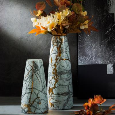 China Matt China Custom Logo Nordic Style Marbling Jingdezhen Ceramic Flower Vase For Party Home Decoration for sale