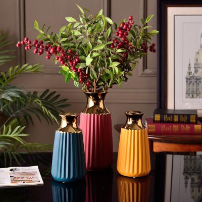 China Matt China Custom Logo Home Decoration Handwork Style Nordic Chaozhou Plating Ceramic Flower Vase for sale