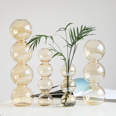 China Novelty Customized Globe Type Clear Clear Globe Gold And Color Crystal Glass Mini Transparent Vase Home Decoration for sale