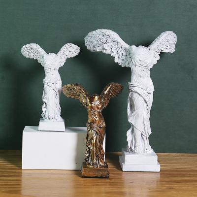 China Hot Vintage Art Resin Statue Figure Winged Victory Ornaments Resin Crafts Home Decor Europe Sale for sale