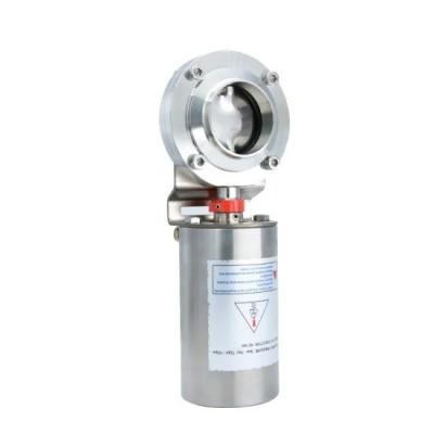 China Low Pressure Hygienic Stainless Butterfly Valve With Pneumatic Actuator for sale