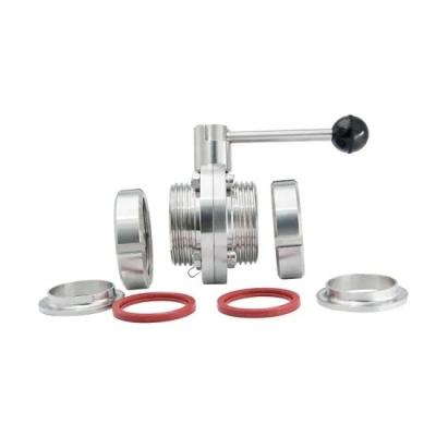 China Stainless Steel Sanitary Butterfly Valve With Union Connection End for sale