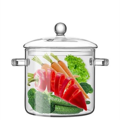 China Wholesale High Quality Sustainable Glass Cooking Pot Heat Resistant Clear Glass Soup Pot With Glass Cover Kitchen Cooking Tools for sale