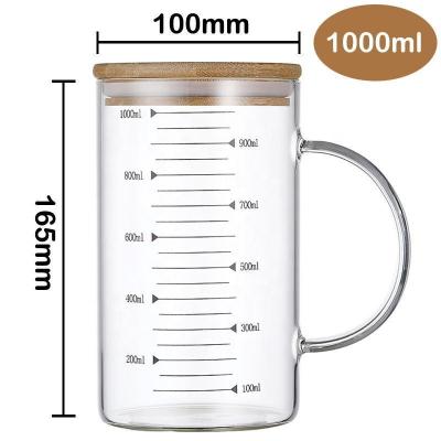 China 500ml Borosilicate Glass Measuring Cup Glass Milk Jug Scale Measuring Viable Heat Resistant Multifunctional Thickened Glass Cups for sale