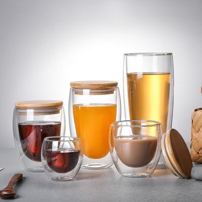 China Hot Sale Food Grade Borosilicate Wall Glass Promotional Heat Resistant Reusable Reusable Coffee Mug Viable Double For Tea Coffee Drinking for sale