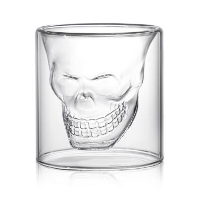 China Customized Wine Glass Wholesale Style Double Strength Style Wine Whiskey Mug Logo Wall High Temperature Modern Skull Wall Shot Glass For Party Bar for sale