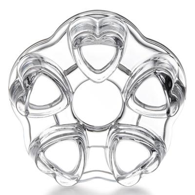 China Viable Custom Heat Resistant Glass Teapot Warmer Borosilicate Size Teapot Bottom Insulation Crystal Heart Shaped Glass Base for sale