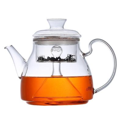 China Best-selling Transparent Heat Resistant Glass Press Customized Viable LOGO Gongfu Art Tea Cup Teapot With Filter for sale