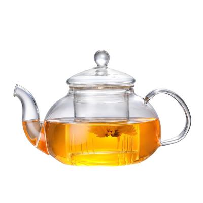 China Chinese Style New Customization Glass Teapot Set Flower Safe Glass Tea Maker Infuser Stovetop Heat Resistant Glass Teapot With Infuser for sale