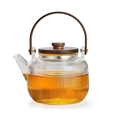 China High Viable Borosilicate Glass Flower Teapot Glass Wholesale Tea Maker With Infuser Borosilicate Glass Heat Resistant Teapot for sale