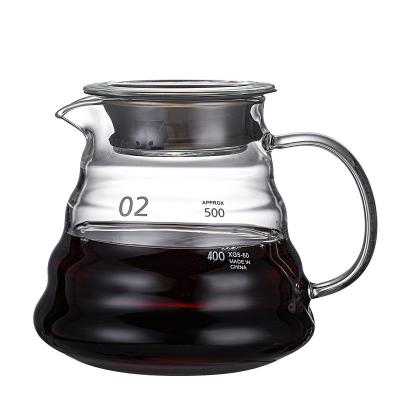 China WITH LID Classic Clear V60 Style Coffee Server Pot Cloud Glass Pot Pour Over Borosilicate Glass Coffee Maker Set for sale