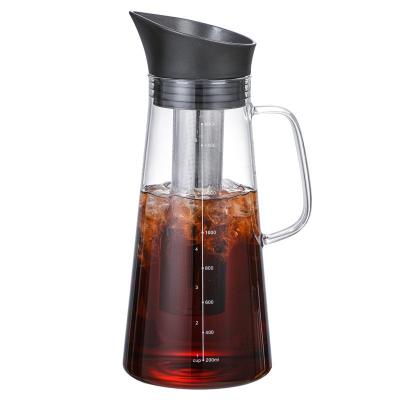 China WITH LID Factory Direct High Borosilicate Glass Cold Brew Iced Coffee Maker Cold Coffee Maker Glass Coffee Pot With Filter for sale