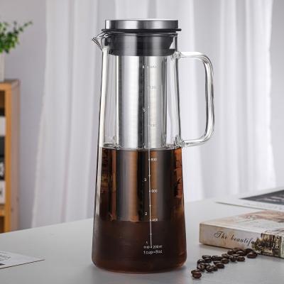 China Airtight LID Cold Brew Iced Coffee Maker Iced Coffee Tea Maker with Spout Glass Tea Maker with Removable Infuser for sale