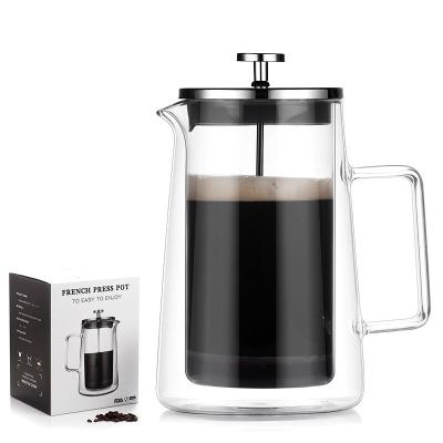 China Viable High Quality Factory Customize 1000ml Double Wall Borosilicate Glass Coffee Pots Maker French Coffee Press for sale