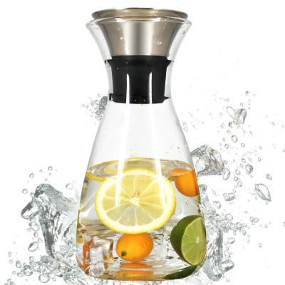 China WITH LID glass water jug ​​Glass1L Denmark cold water jug ​​heat resistant kettle transparent solo danish jug glass jug glass carafe pot for sale