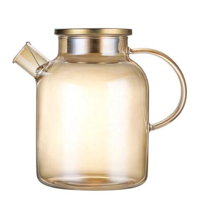 China Wholesale Borosilicate Sustainable Home Heat Resistant Classic Kitchen Jug Milk Glass Water Jug Custom Colorful Juice Water Glass Jugs With Lid for sale