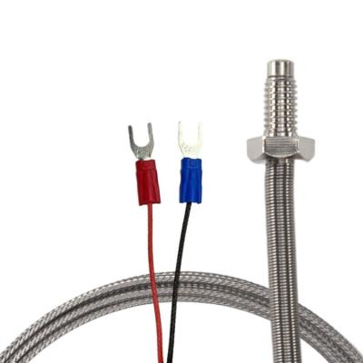 China Wrnt-01 Stainless Steel Wire Probe Thermocouple M6*1 Screw Probe Temperature Sensor High Density Shielded k-type Threaded Thermocouple For Controller for sale