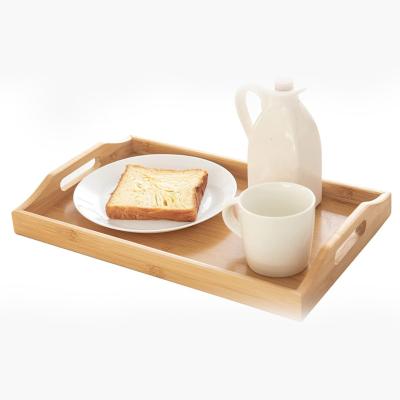 China Folk Art Rectangular Wooden Breakfast Tray Party Pastry Snack Coffee Tea for sale