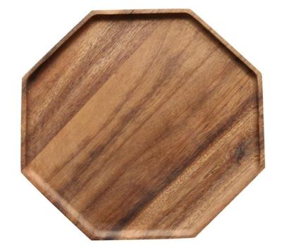 China Art Wooden folk octagonal square platter, fruit salad platter, vegetable food dish, set of 2 pieces for sale