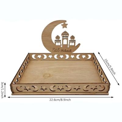 China Modern Style Wooden Food Display Tray Cutlery Party Eid Decoration for sale