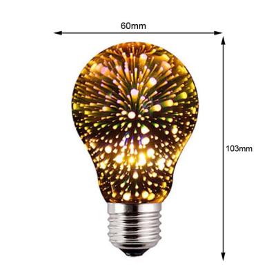 China Edison A60 3D Low Firework Vintage Edison Bulbs 2W E26 E27 B22 Decorative Colorful Led Filament Light Bulb Light for sale