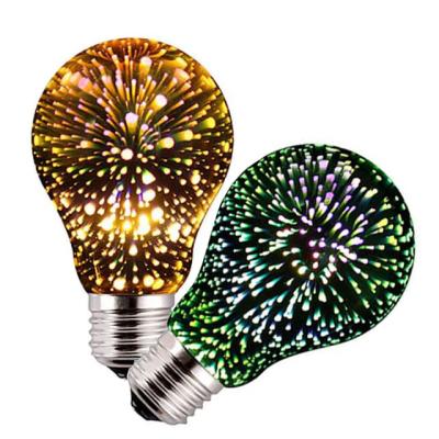 China Edison A60 3D Low Firework Vintage Edison Bulbs 2W E26 E27 B22 Decorative Colorful Led Filament Light Bulb Light for sale