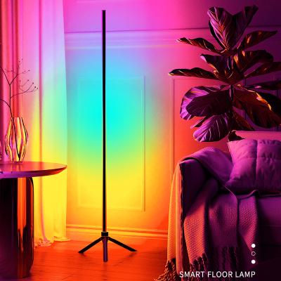 China Modern Color Led Corner Tripod RGB Smart Changing Light Floor Lamp With Remote Control for sale