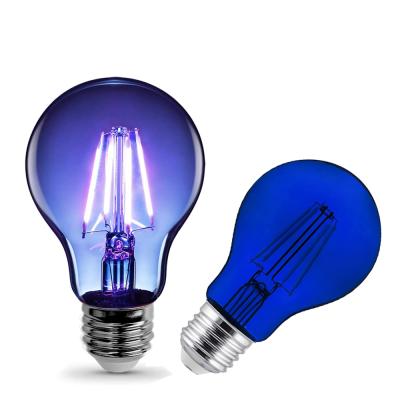 China Vintage Edison Bulbs 2W B22 E26 E27 Vintage Edison Blue A60 Led Bulb Holiday Lighting Colorful Led Filament Bulb for sale