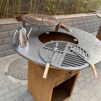 China Factory Prices Heating and BBQ Grill Garden Stove Corten Steel Fire Pit Square Brazier For Outdoor Wood Cooking Wood Grill for sale