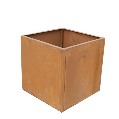 China Modern Customized Large Corten Steel Flower Pot Planter Box Large Metal Tree Planter Outdoor Garden Pots for sale