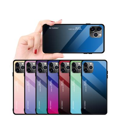 China Tempered Glass Case Scratch Resistant Tempered Glass 9H Shockproof Phone Case For iPhone 11 pro XR X XS Max Tempered Glass Case for sale