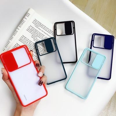 China 2021 Anti-drop Slide Camera Frosted Transparent PC+TPU Phone Case For Samsung S21 Ultra Lens Protective Case For Samsung S20 plus A72 for sale