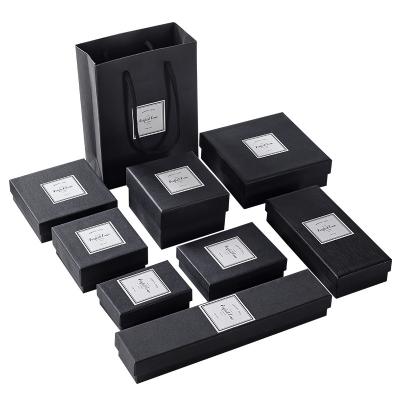 China Factory Wholesale INS Paper Jewelry Box Square Packing Black Necklace Ring Stud Jewelry Box for sale