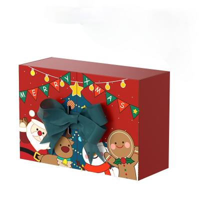 China Red Santa Claus Box Custom Apple Christmas Bow Custom Unique Cartoon Double Open Gift Box for sale