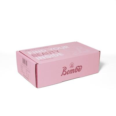 China 2022 Free Sample Recyclable Custom Logo Pink Color Cosmetic Recyclable Shipping Mailing Box Corrugated Paper Box for sale