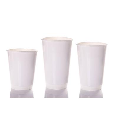 China Customized Wholesale Disposable High Quality Biodegradable Double Wall White Iced Hot Paper Coffee Cups 6Oz 8Oz 32Oz With Lid for sale