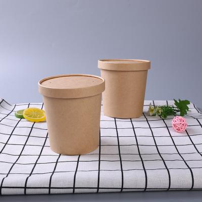 China Other Disposable Kraft Paper Soup Cup With Lid Customized Waterproof Thickened Kraft Paper Bowl Kraft Paper Takeaway Barrel for sale