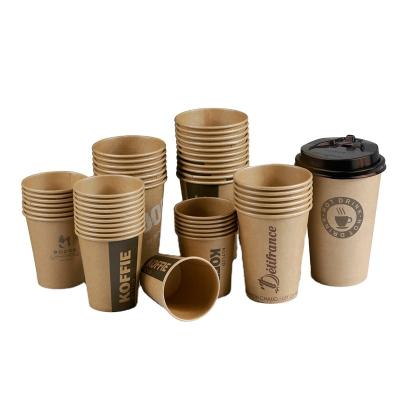 China Othetr Disposable Custom Lid Logo Printing Coffee Cup With Thick Othetr Paper Cup Advertising Kraft Paper Cup Custom for sale