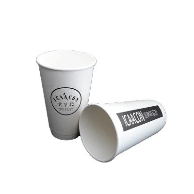 China Other Customized Milk Tea Cup Double-Layer Cavity Cup 16oz Heat Insulation And Anti-scalding Disposable Paper Cup for sale